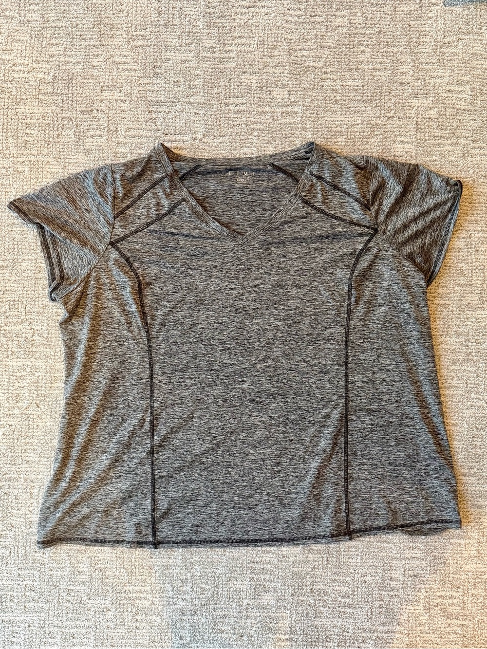LIVI for Lane Bryant Grey Athletic V-Neck Tee, Size 26/28L